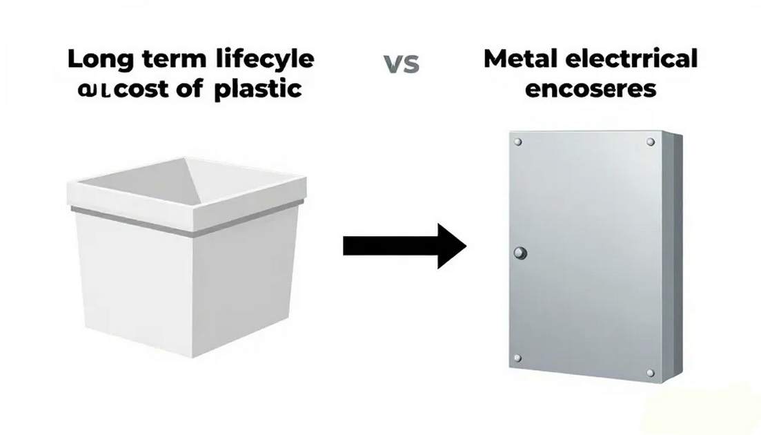 Engineer Comparing Plastic And Metal Boxes Engineer Comparing Plastic And Metal Boxes