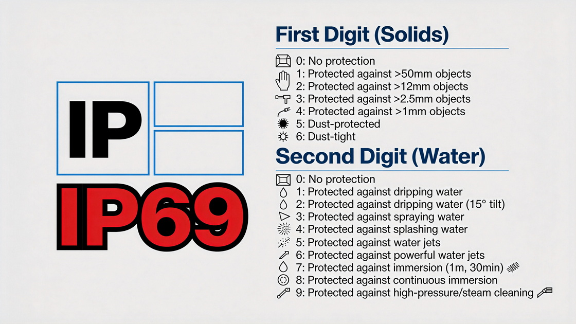 IP Rating Code Explainer Graphic IP Rating Code Explainer Graphic