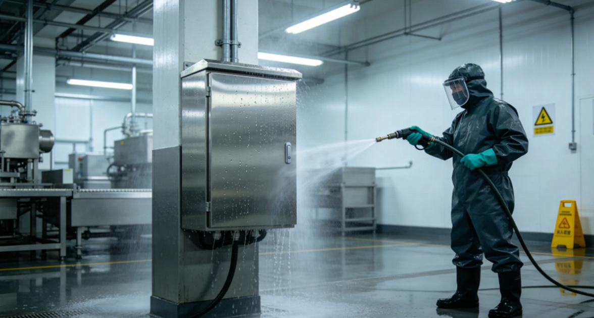 IP69 Enclosure Washdown Scene IP69 Enclosure Washdown Scene