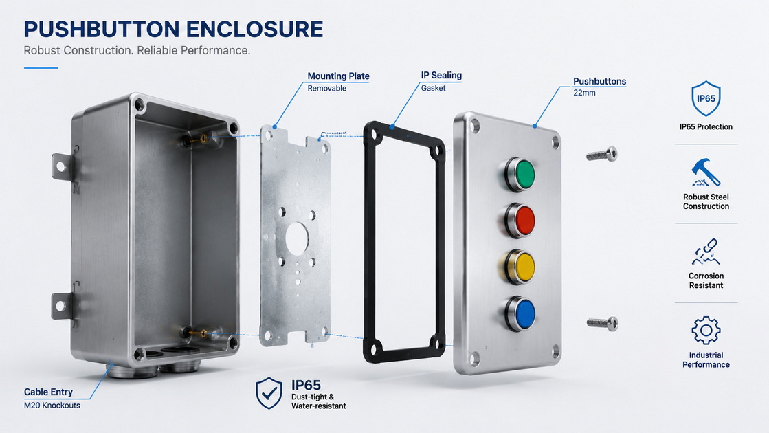Pushbutton Enclosure Technical View
