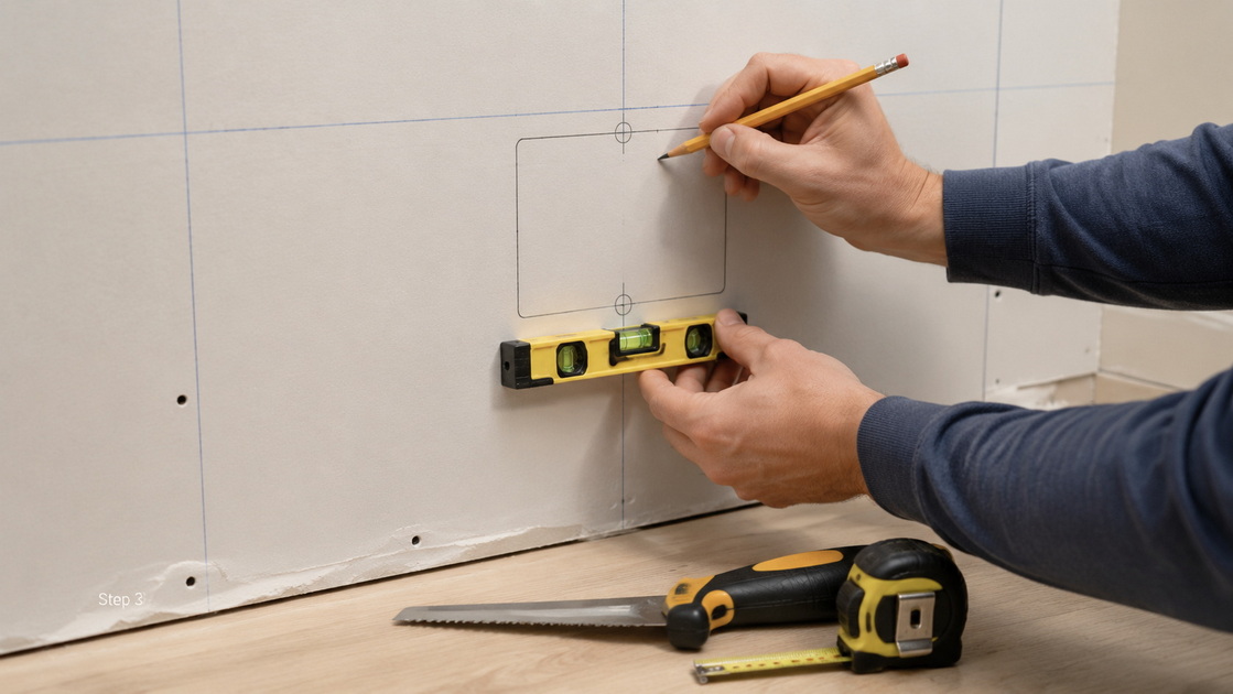 2Marking And Cutting Drywall For Junction Box