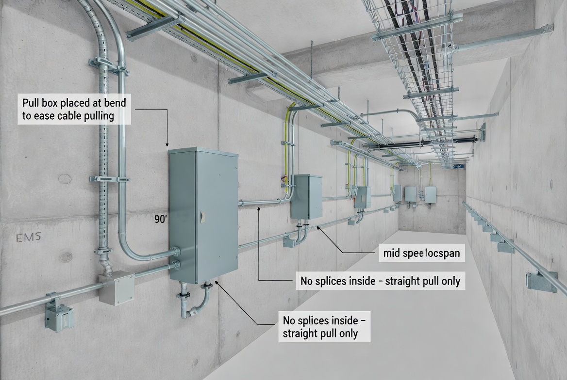 Industrial Conduit Run With Pull Boxes