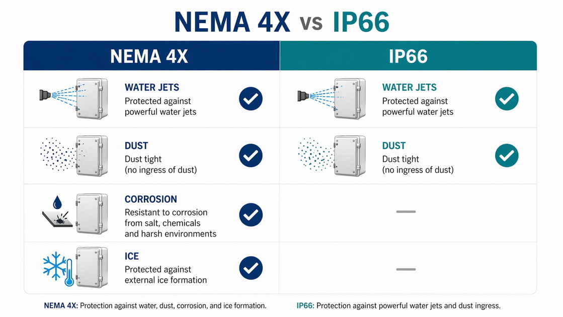 NEMA 4X Vs IP66 Infographic